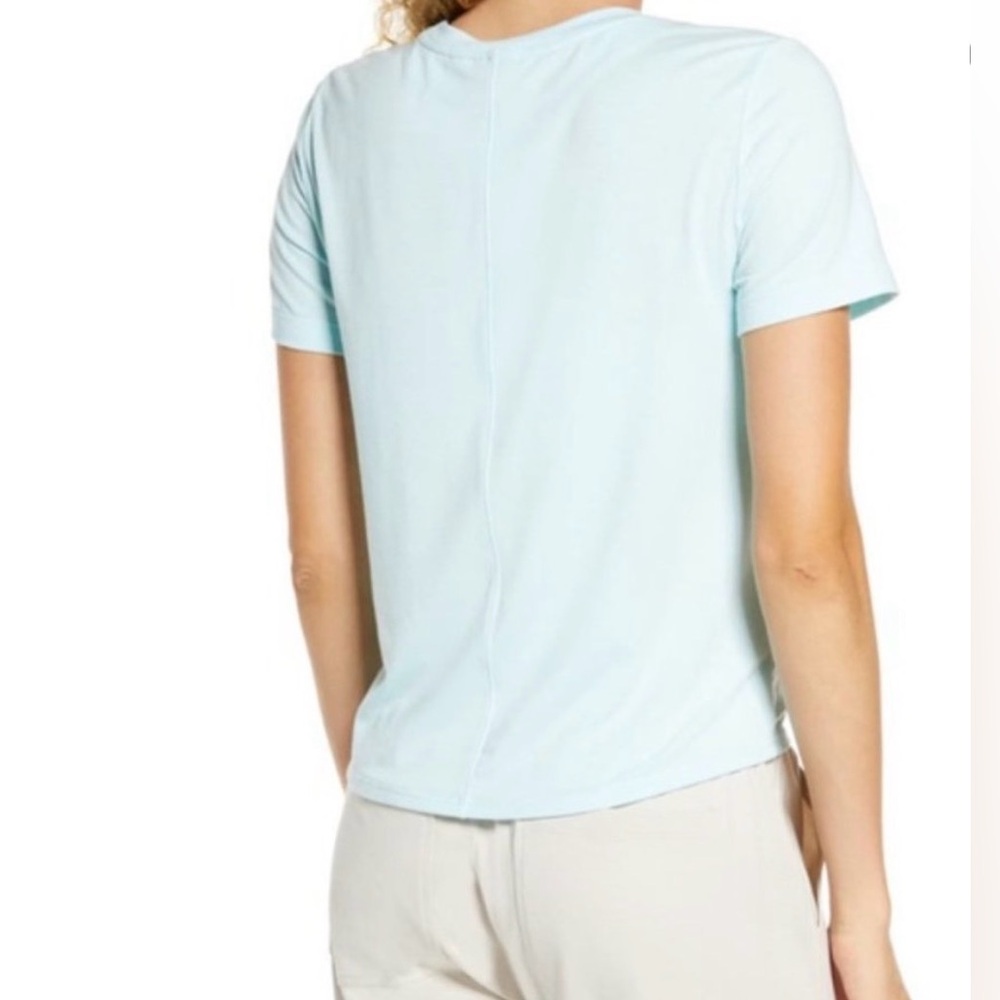 Zella Sky Blue Short Sleeve Front Knot Soft Workout Tee Medium M Good - Picture 2 of 5